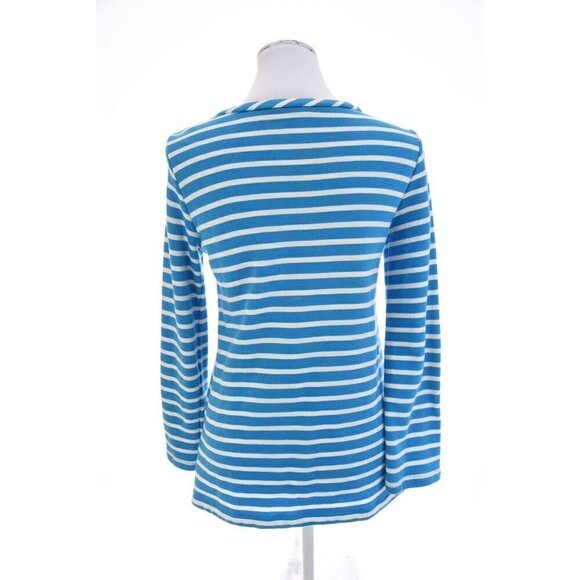 Susan Graver Sz XS Embellished Bib Pullover Sweatshirt Blouse Top Blue Striped - Picture 5 of 8